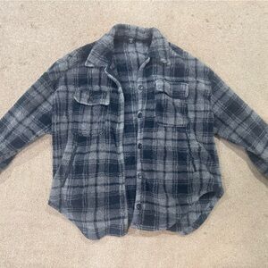 Urban Outfitters Gray Plaid Teddy Jacket